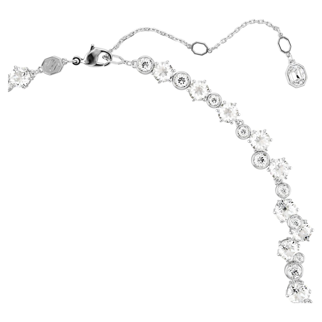 Constella necklace, Mixed cuts, Clasp, White, Rhodium plated by SWAROVSKI