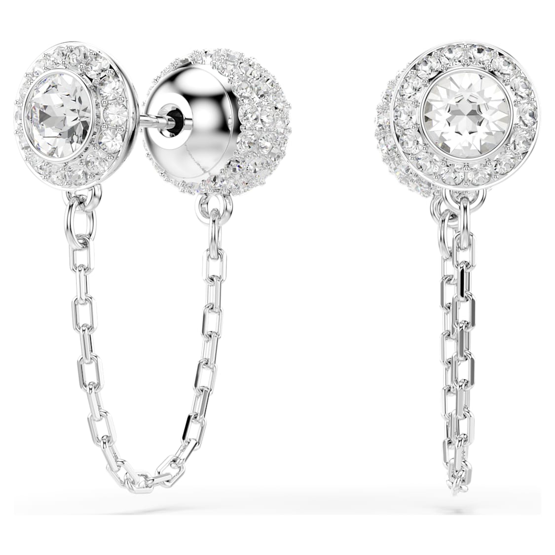 Una Angelic drop earrings, Round cut, White, Rhodium plated by SWAROVSKI