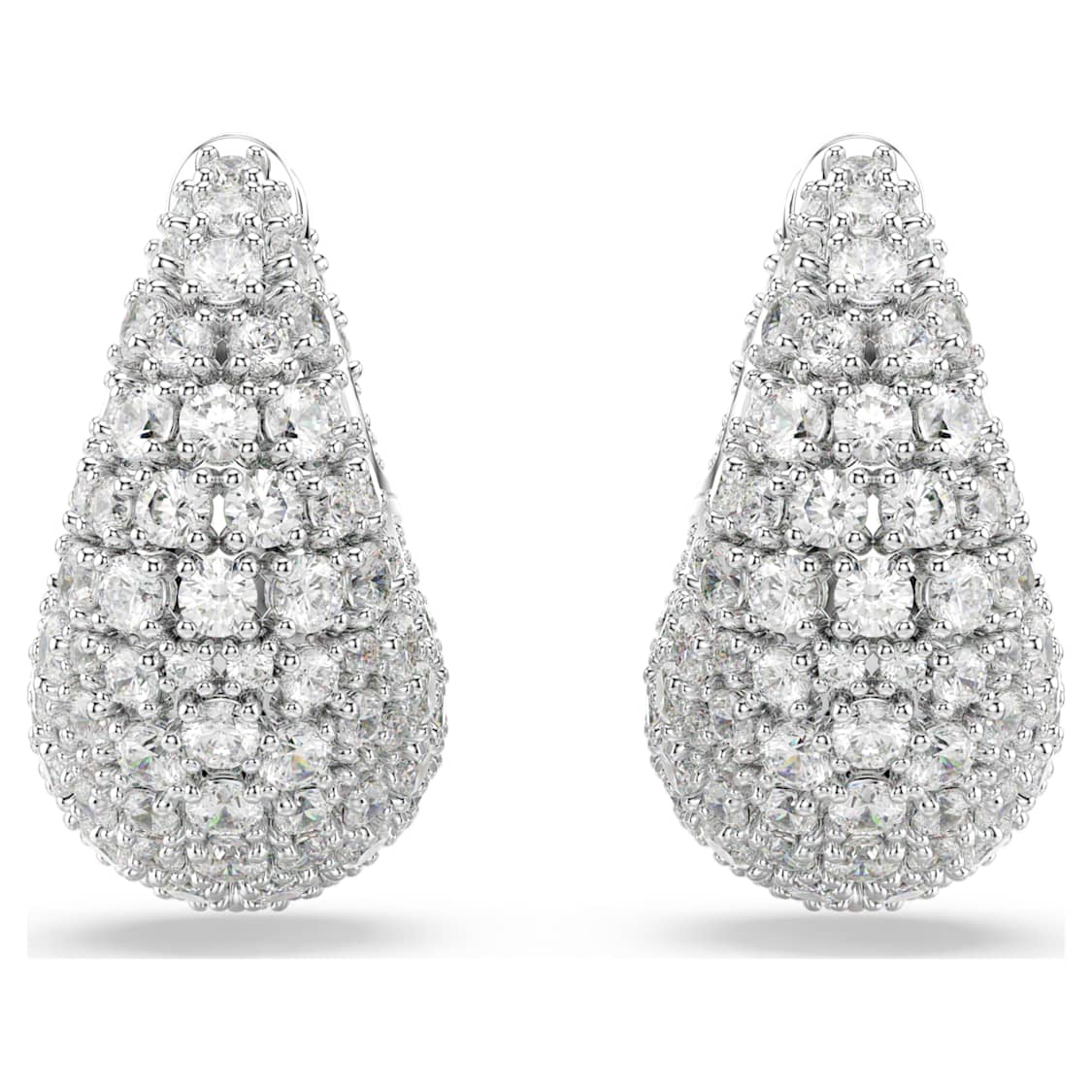 Sublima earrings, Larges, White, Rhodium plated by SWAROVSKI