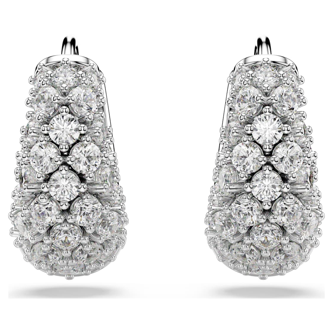Sublima earrings, White, Rhodium plated by SWAROVSKI
