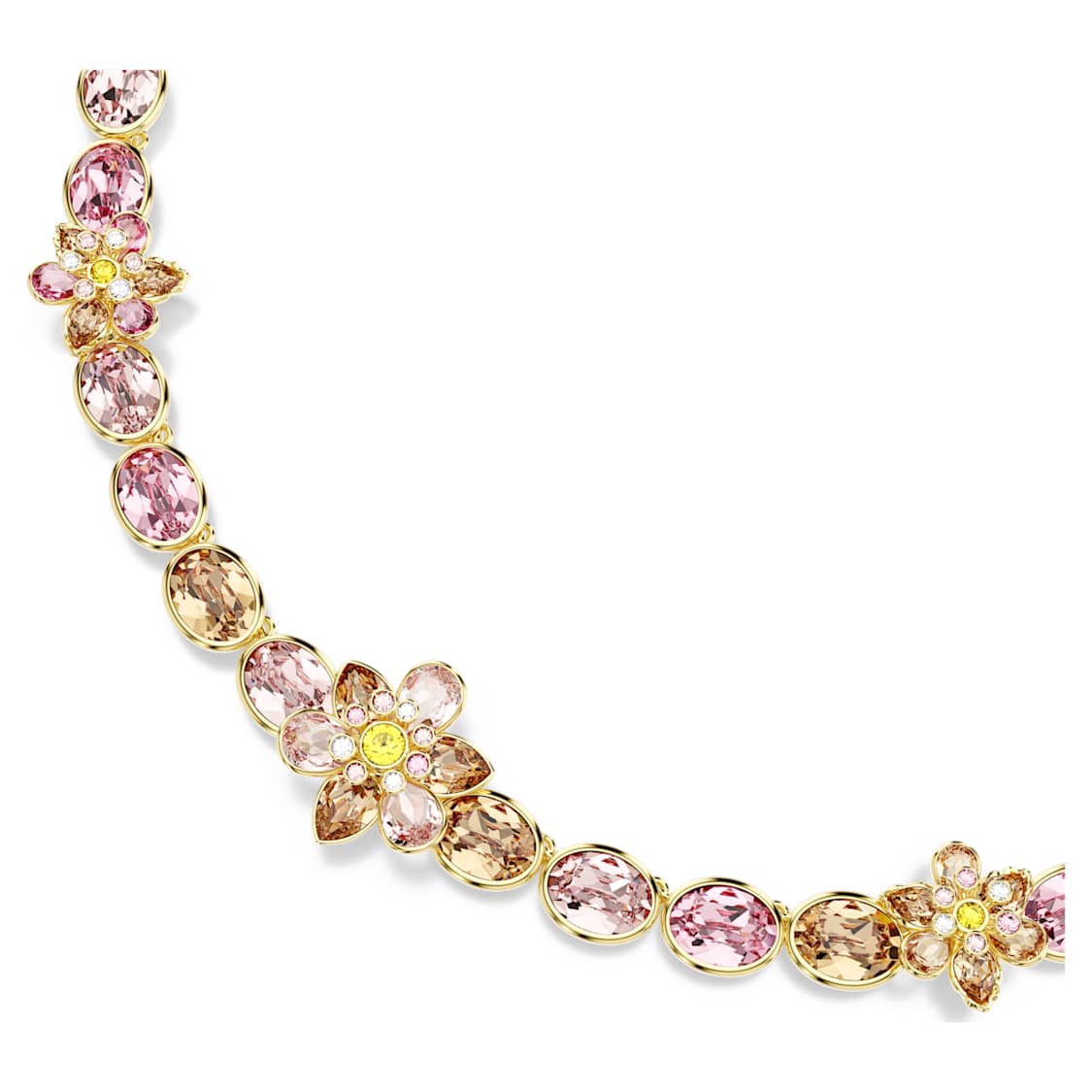 Idyllia necklace, Mixed cuts, Flower, Multicoloured, Gold-tone plated by SWAROVSKI