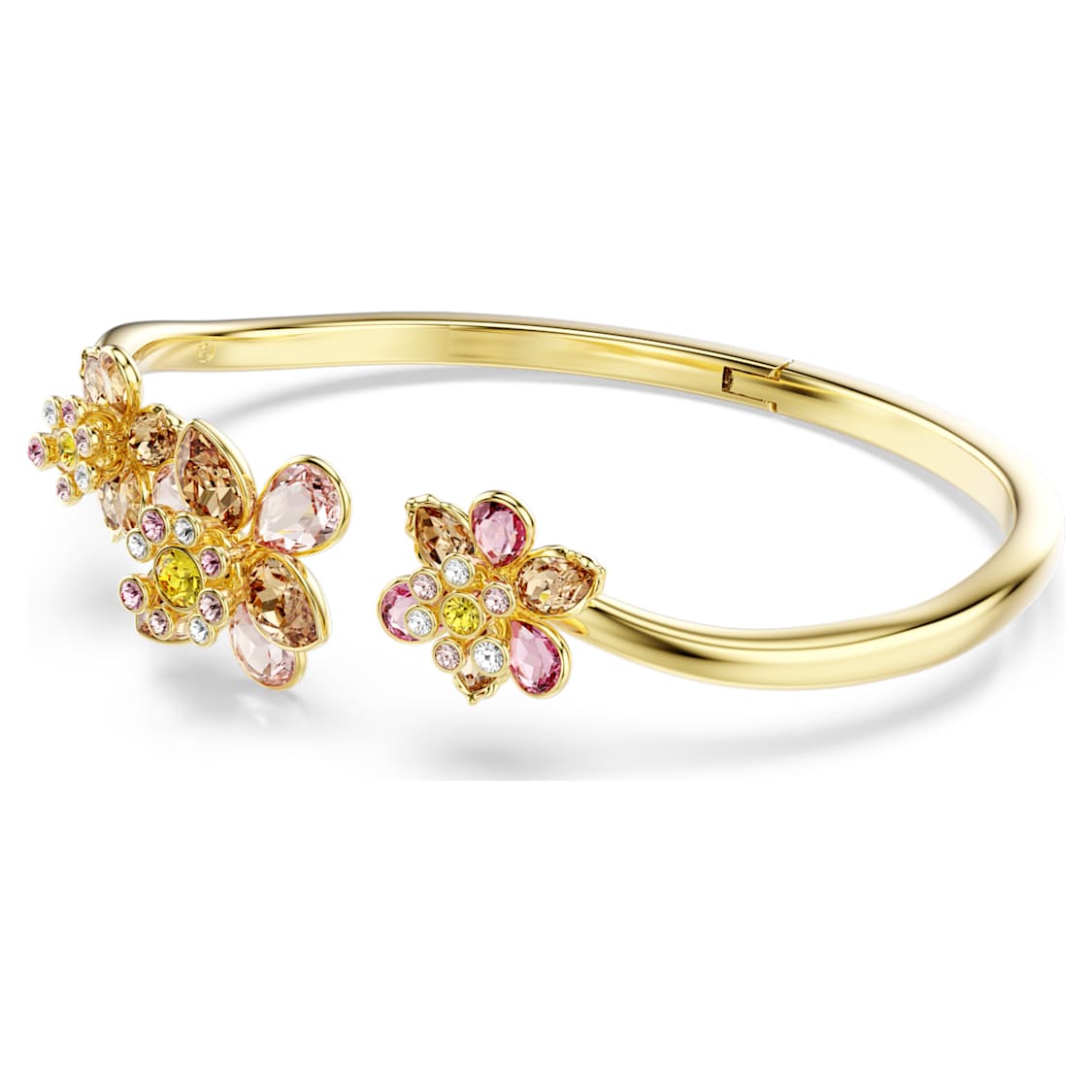 Idyllia bangle, Mixed cuts, Flower, Multicoloured, Gold-tone plated by SWAROVSKI