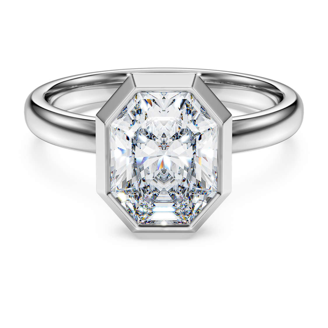 Octagon bezel ring, Lab-grown diamonds 2.0 ct tw, shape, 14K white gold by SWAROVSKI