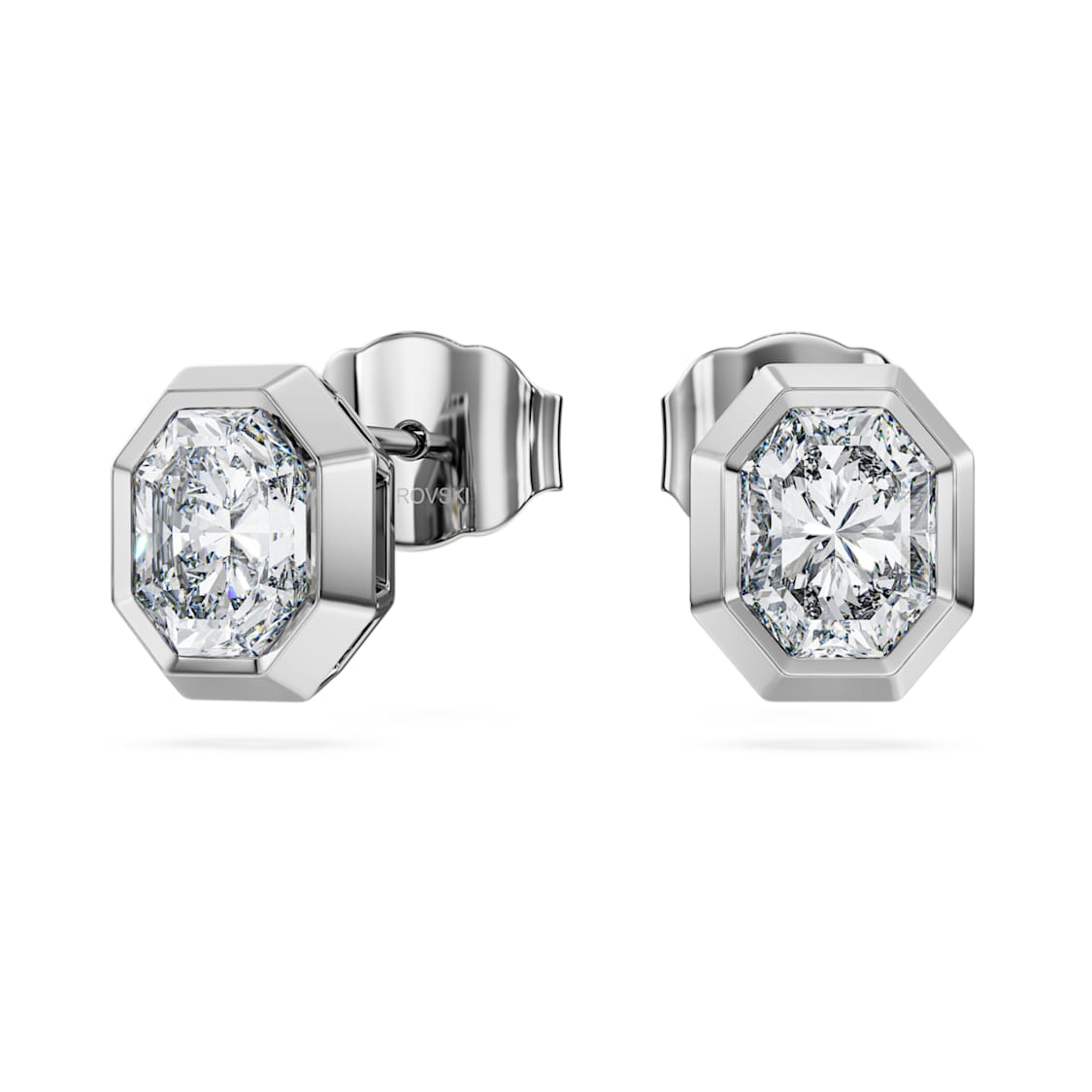 Octagon stud earrings, Lab-grown diamonds 1.0 ct tw, Octagon shape, 14K white gold by SWAROVSKI