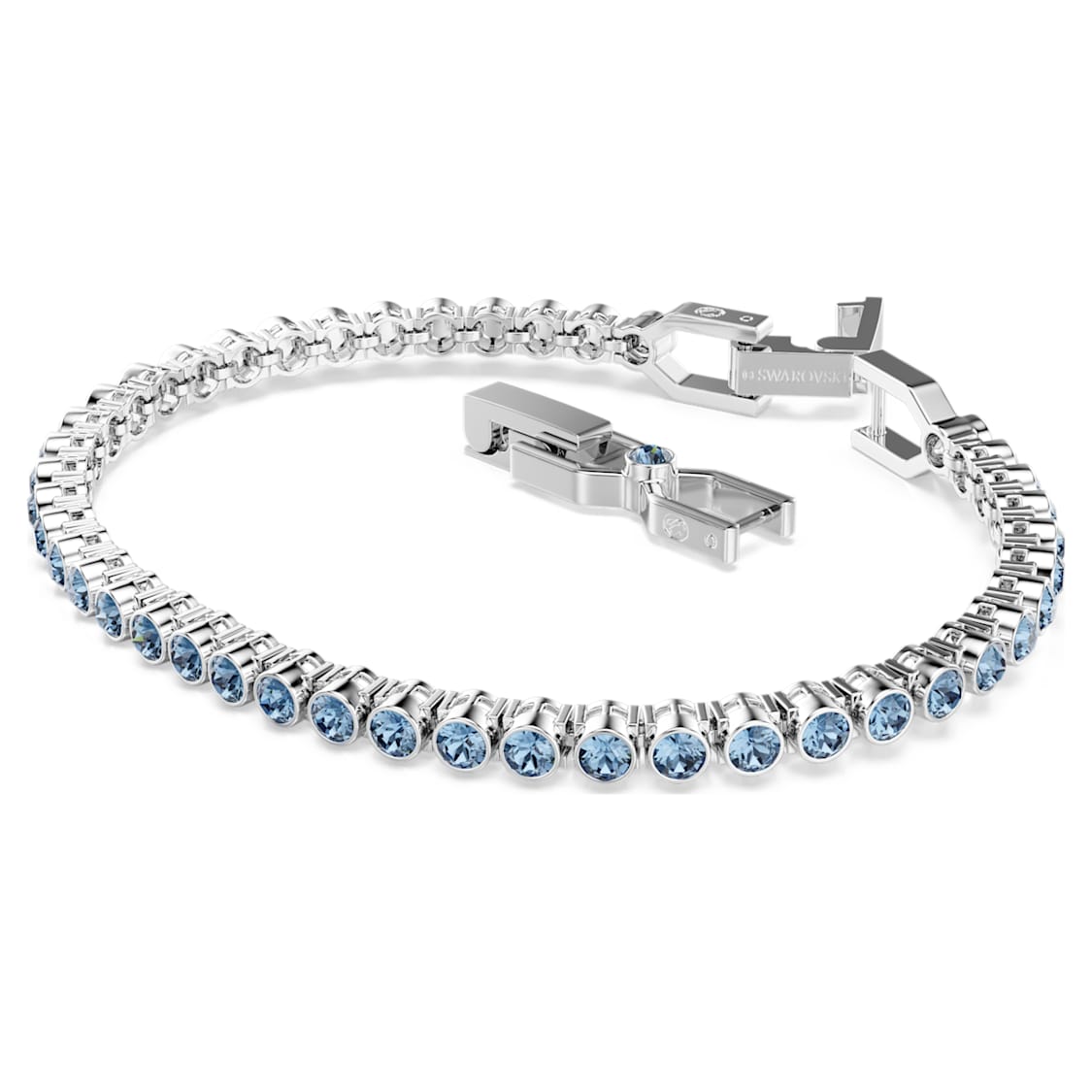 Imber Emily Tennis bracelet, Round cut, Blue, Rhodium plated by SWAROVSKI