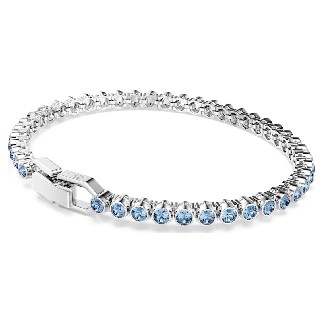 Imber Emily Tennis bracelet, Round cut, Blue, Rhodium plated by SWAROVSKI