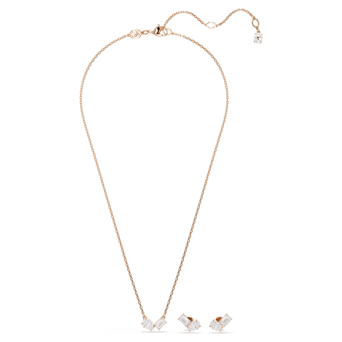 Mesmera set, Pear cut, Octagon cut, White, Rose gold-tone plated by SWAROVSKI