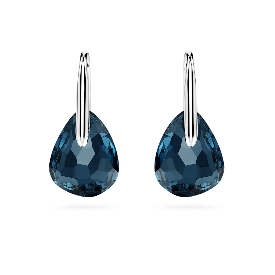 Galet drop earrings, Dark blue, Rhodium plated by SWAROVSKI