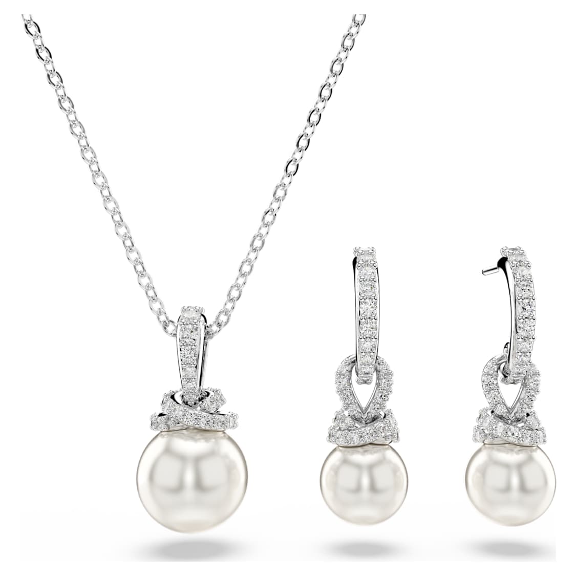 Originally set, Pavé, Crystal pearl, White, Rhodium plated by SWAROVSKI