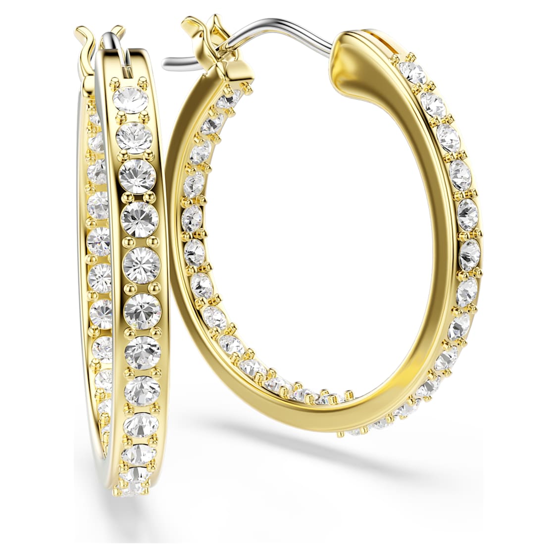 Sommerset hoop earrings, Small, White, Gold-tone plated by SWAROVSKI