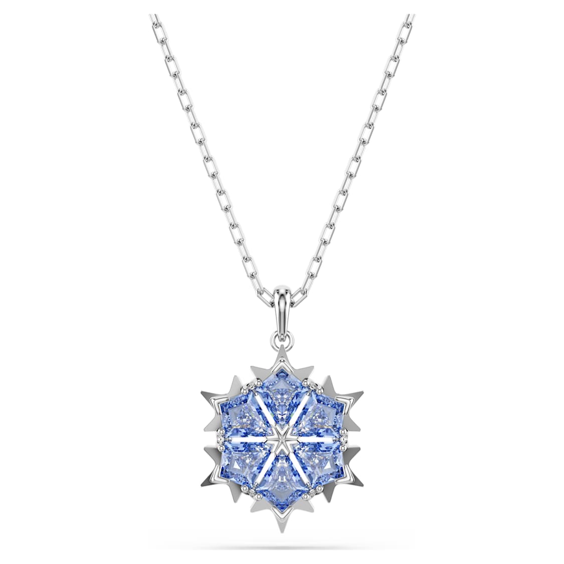 Magic pendant, Snowflake, Blue, Rhodium plated by SWAROVSKI