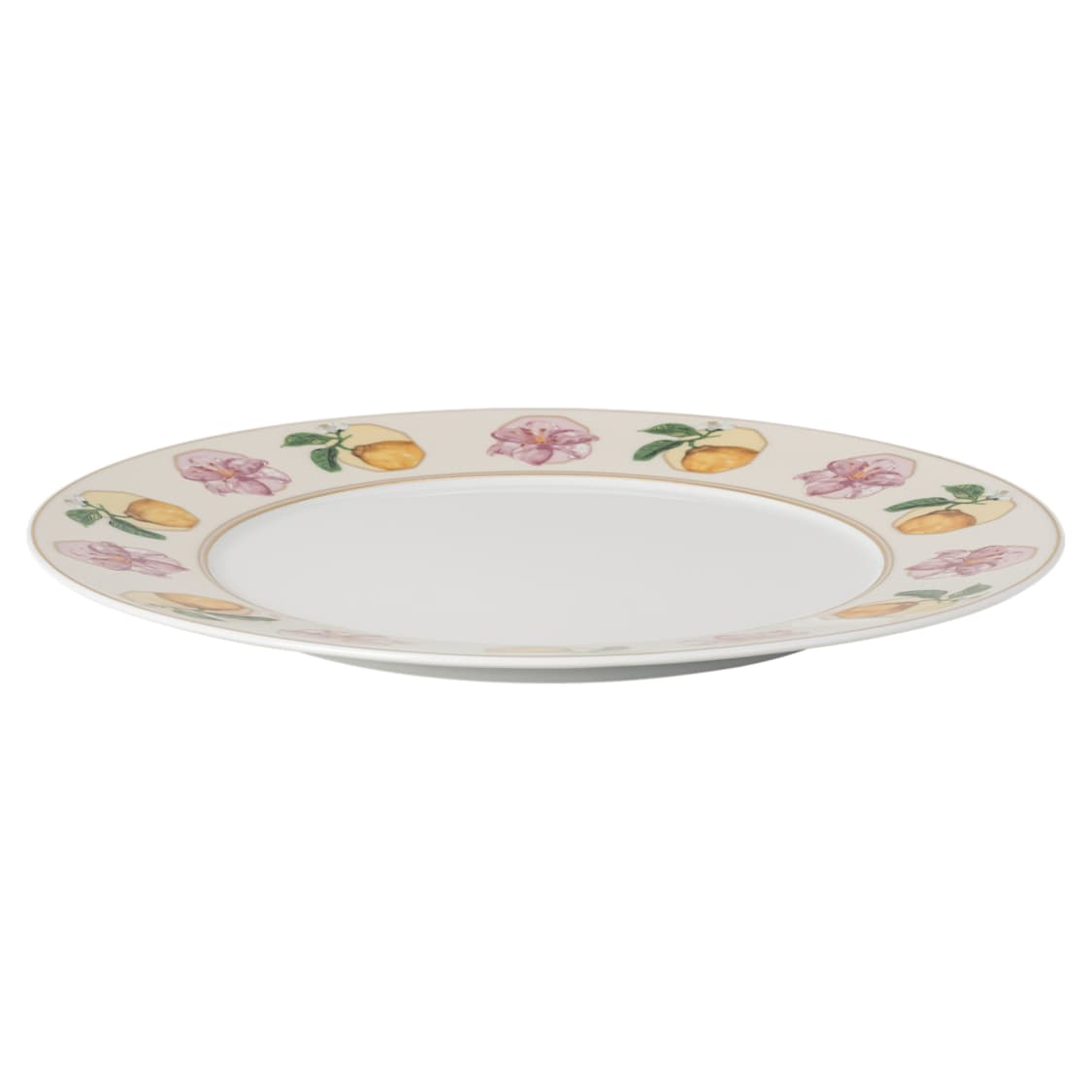 Idyllia dinner plate, Porcelain, Crystal print motif, lily citron, Multicoloured by SWAROVSKI