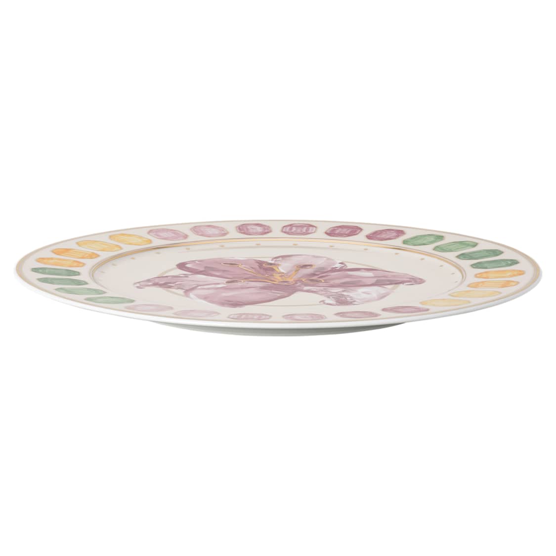 Idyllia service plate, Porcelain, Crystal print motif, lily, Multicoloured by SWAROVSKI