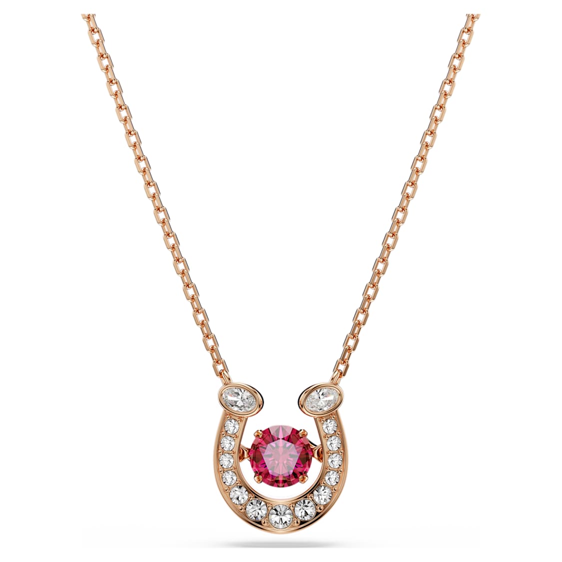 Symbolica pendant, Round cut, Pavé, Horseshoe, Red, Rose gold-tone plated by SWAROVSKI