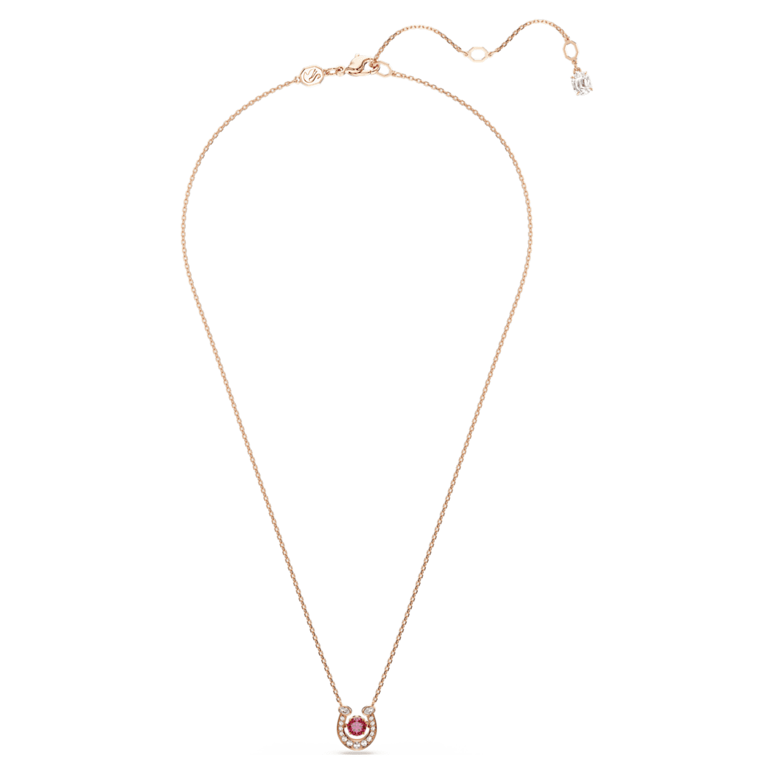 Symbolica pendant, Round cut, Pavé, Horse shoe, Red, Rose gold-tone plated by SWAROVSKI