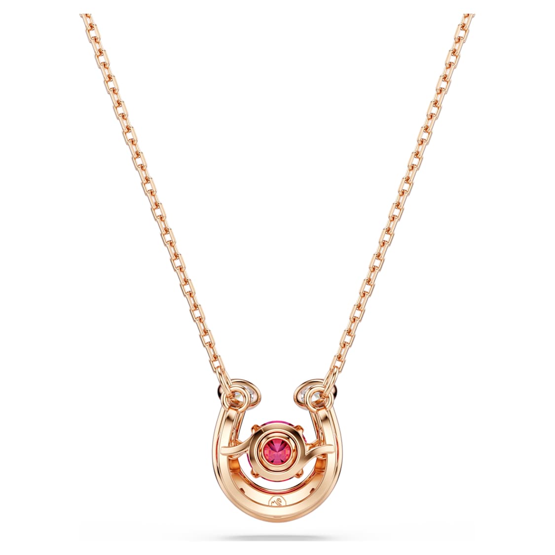 Symbolica pendant, Round cut, Pavé, Horseshoe, Red, Rose gold-tone plated by SWAROVSKI