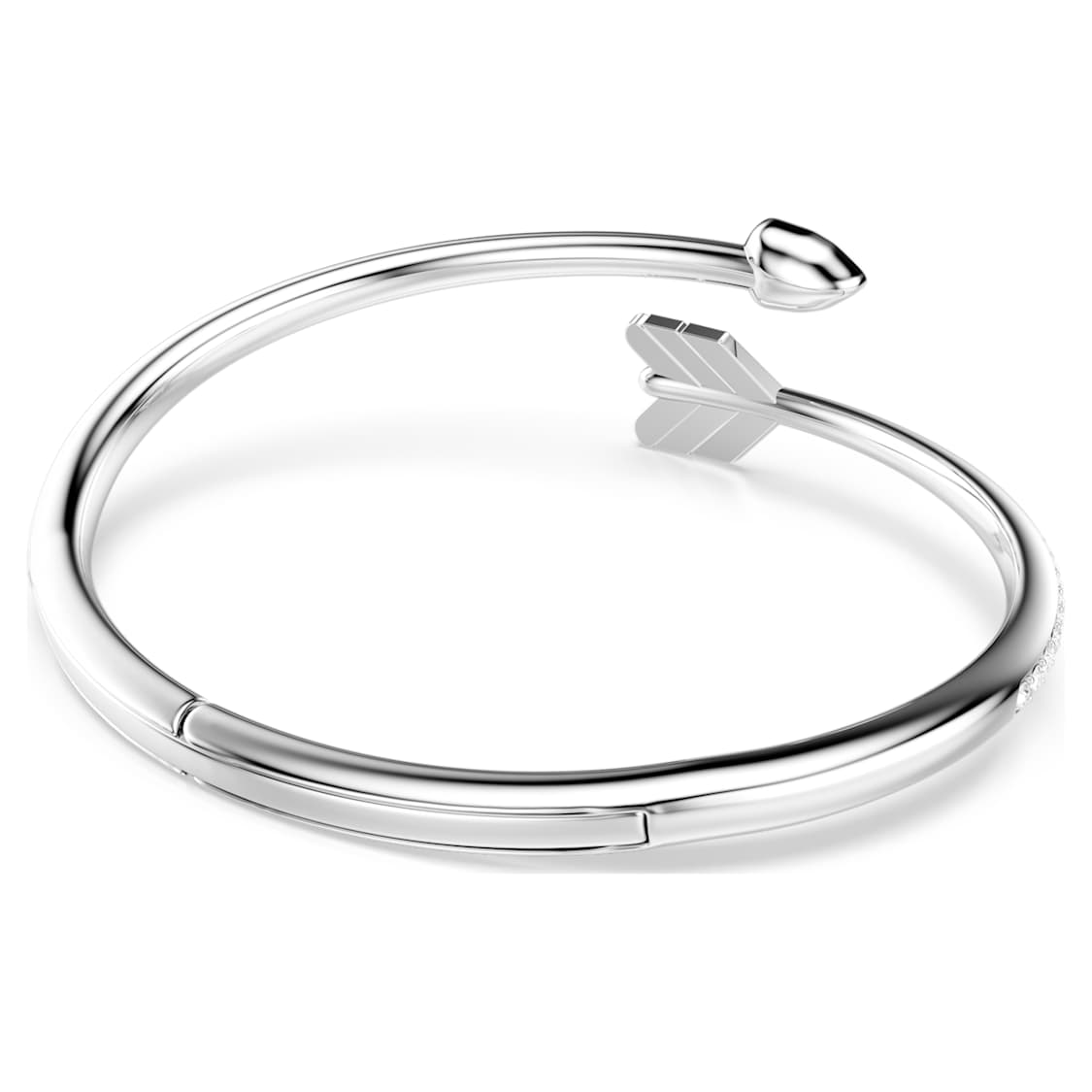 Idyllia bangle, Mixed cuts, Arrow, White, Rhodium plated by SWAROVSKI