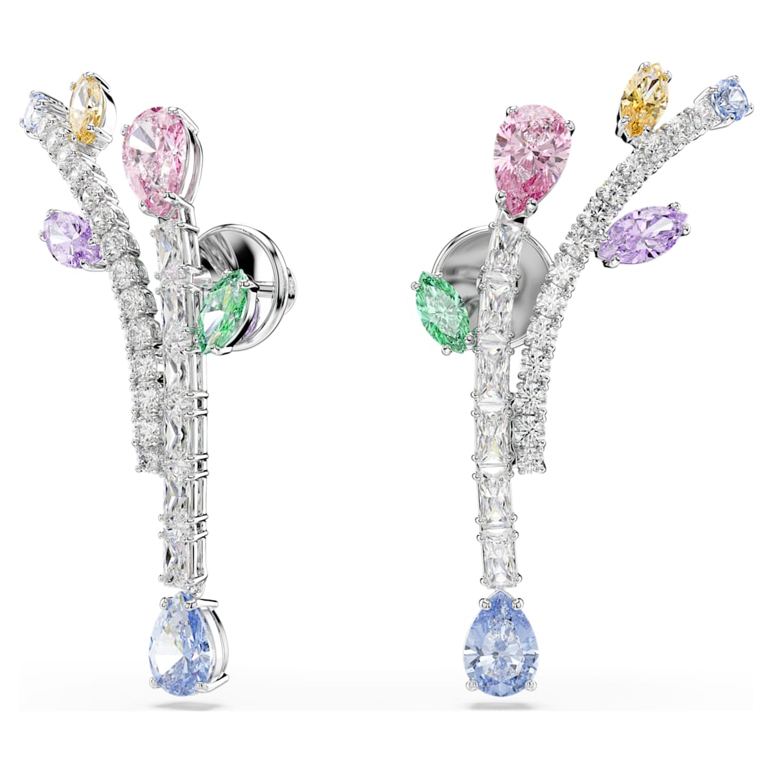 Ariana Grande x Swarovski drop earrings, Mixed cuts, Multicoloured, Rhodium plated by SWAROVSKI
