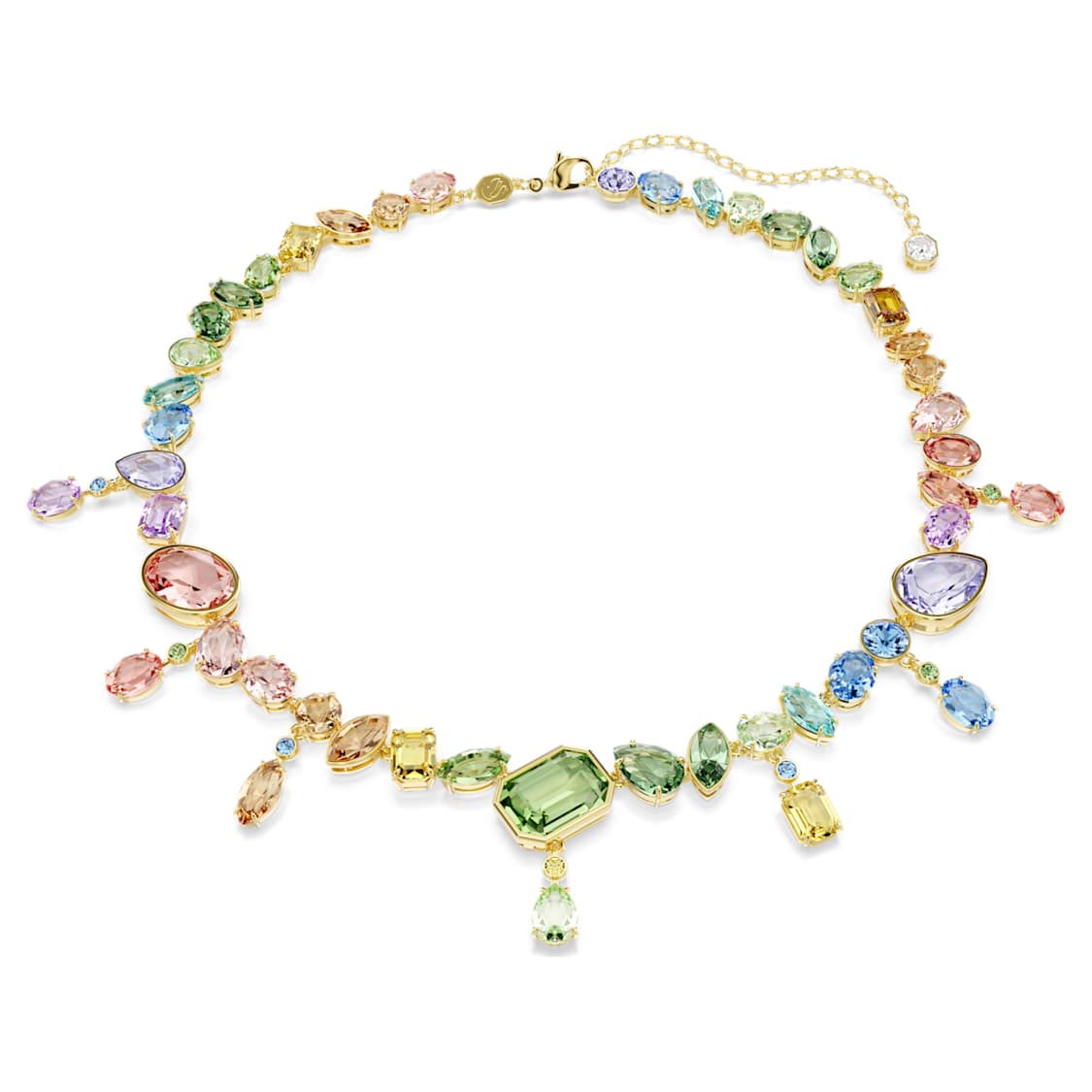 Gema necklace, Mixed cuts, Dangling crystals, Multicoloured, Gold-tone plated by SWAROVSKI