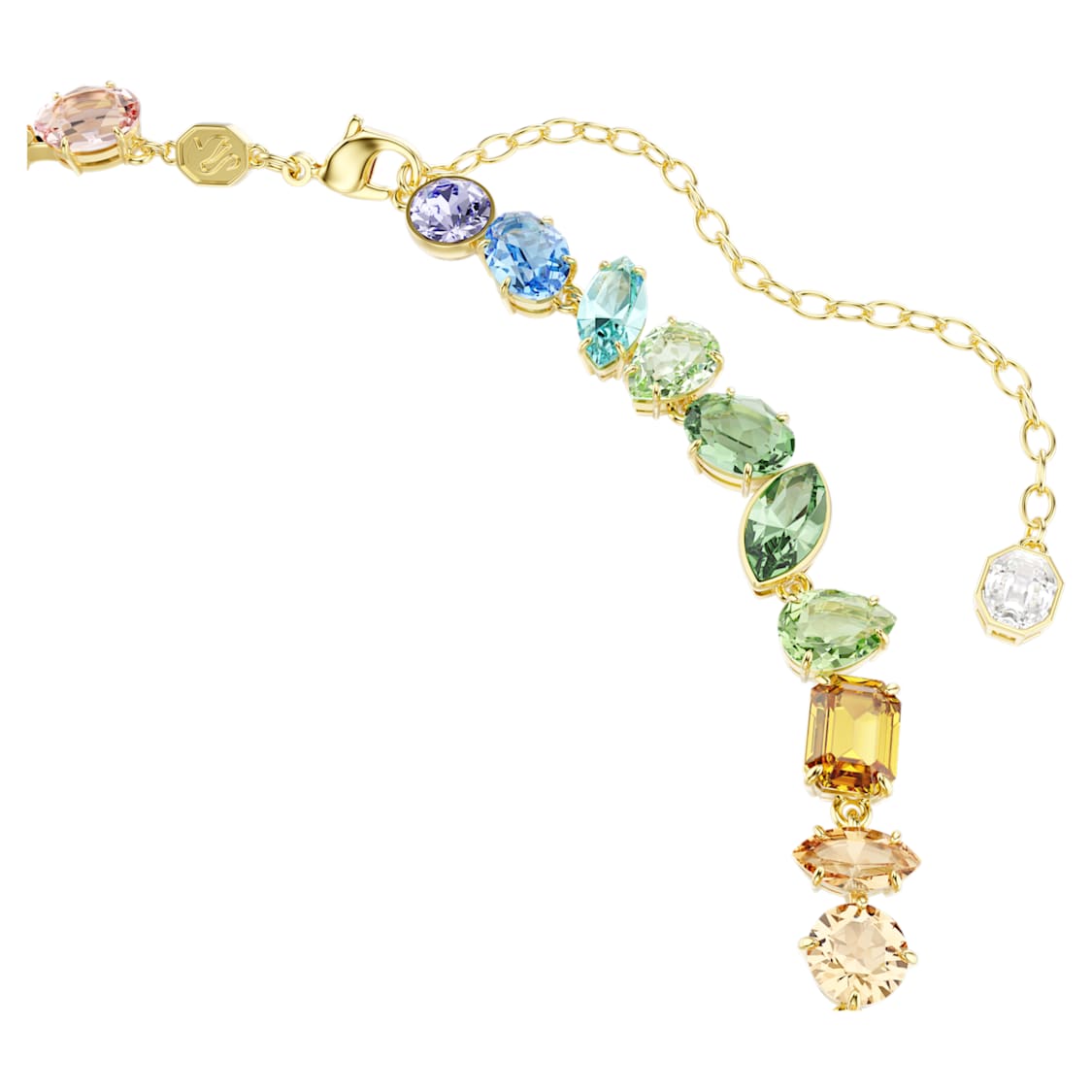 Gema necklace, Mixed cuts, Dangling crystals, Multicoloured, Gold-tone plated by SWAROVSKI