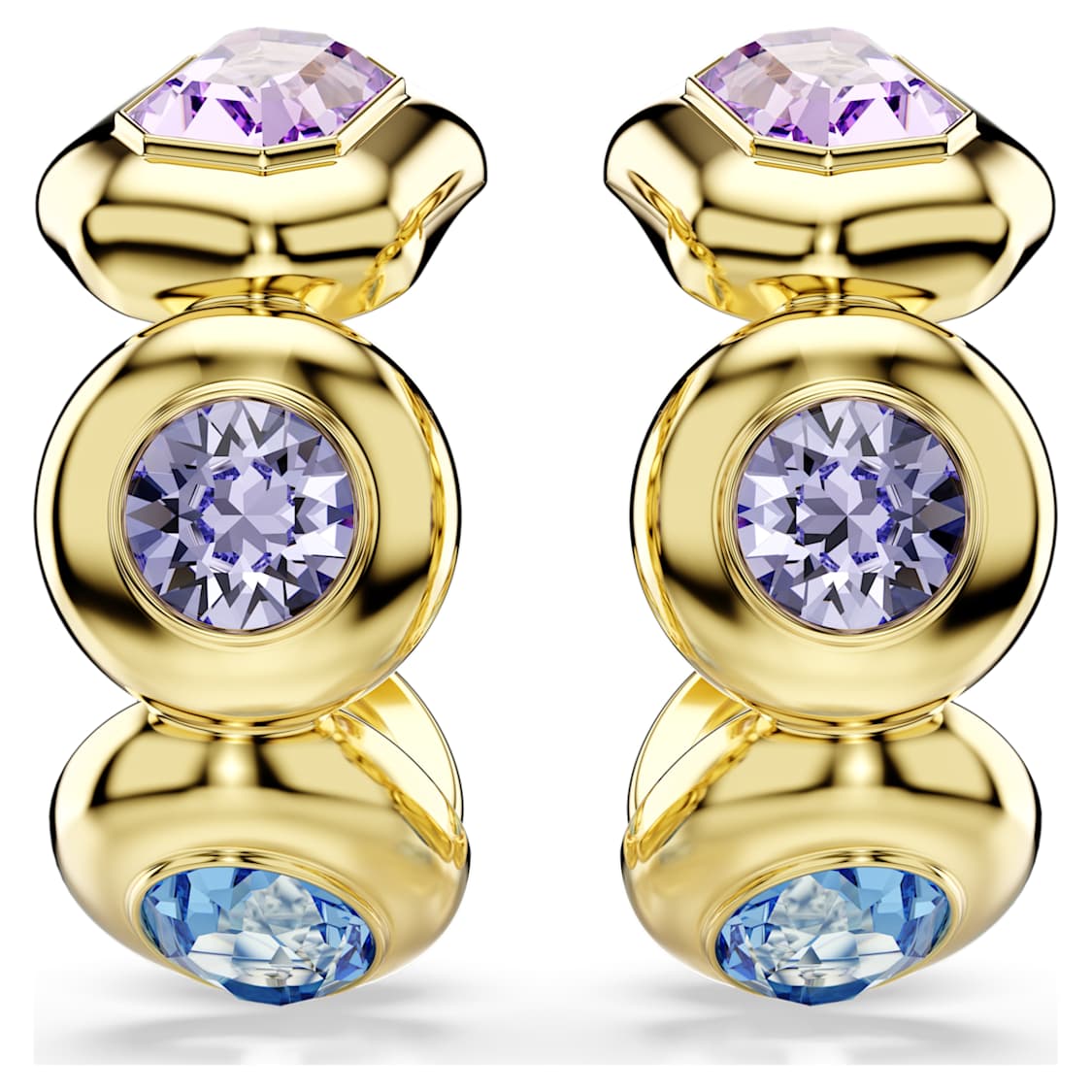 Gema hoop earrings, Mixed cuts, Multicoloured, Gold-tone plated by SWAROVSKI