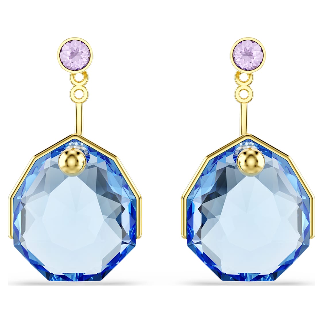 Gema earring jackets, Blue, Gold-tone plated by SWAROVSKI