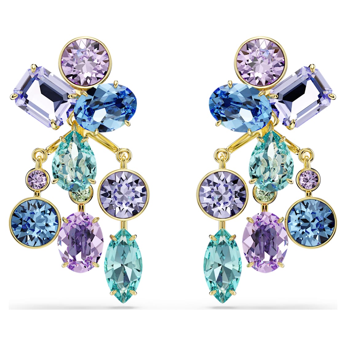 Gema earring jackets, Mixed cuts, Multicoloured, Gold-tone plated by SWAROVSKI
