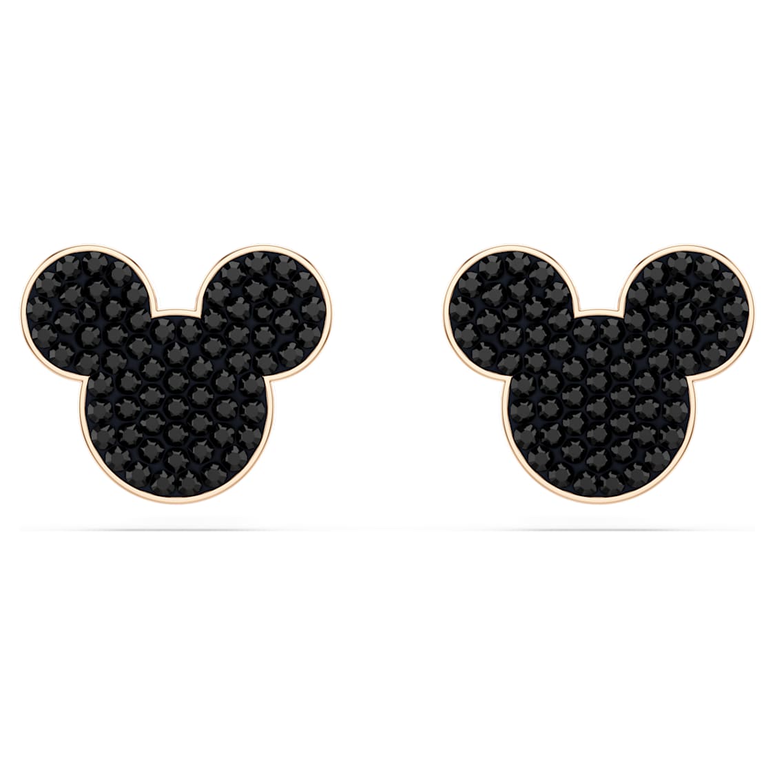 Mickey & Minnie stud earrings, Black, Rose gold-tone plated by SWAROVSKI
