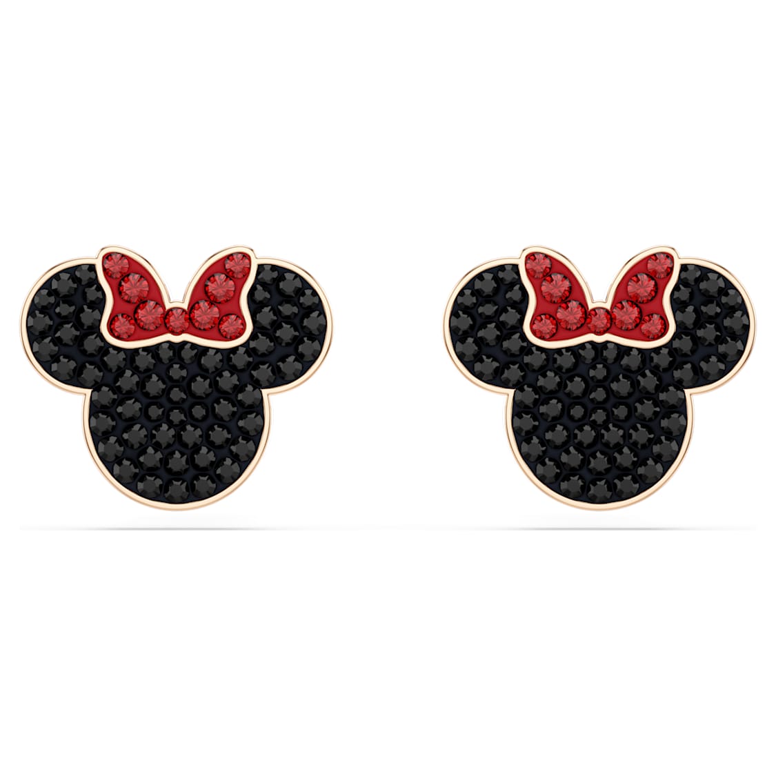 Mickey & Minnie stud earrings, Multicolored, Rose gold-tone plated by SWAROVSKI