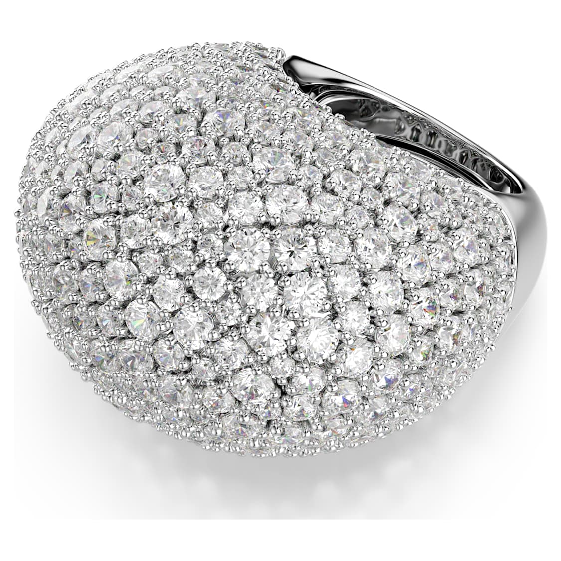 Sublima cocktail ring, Large, White, Rhodium plated by SWAROVSKI