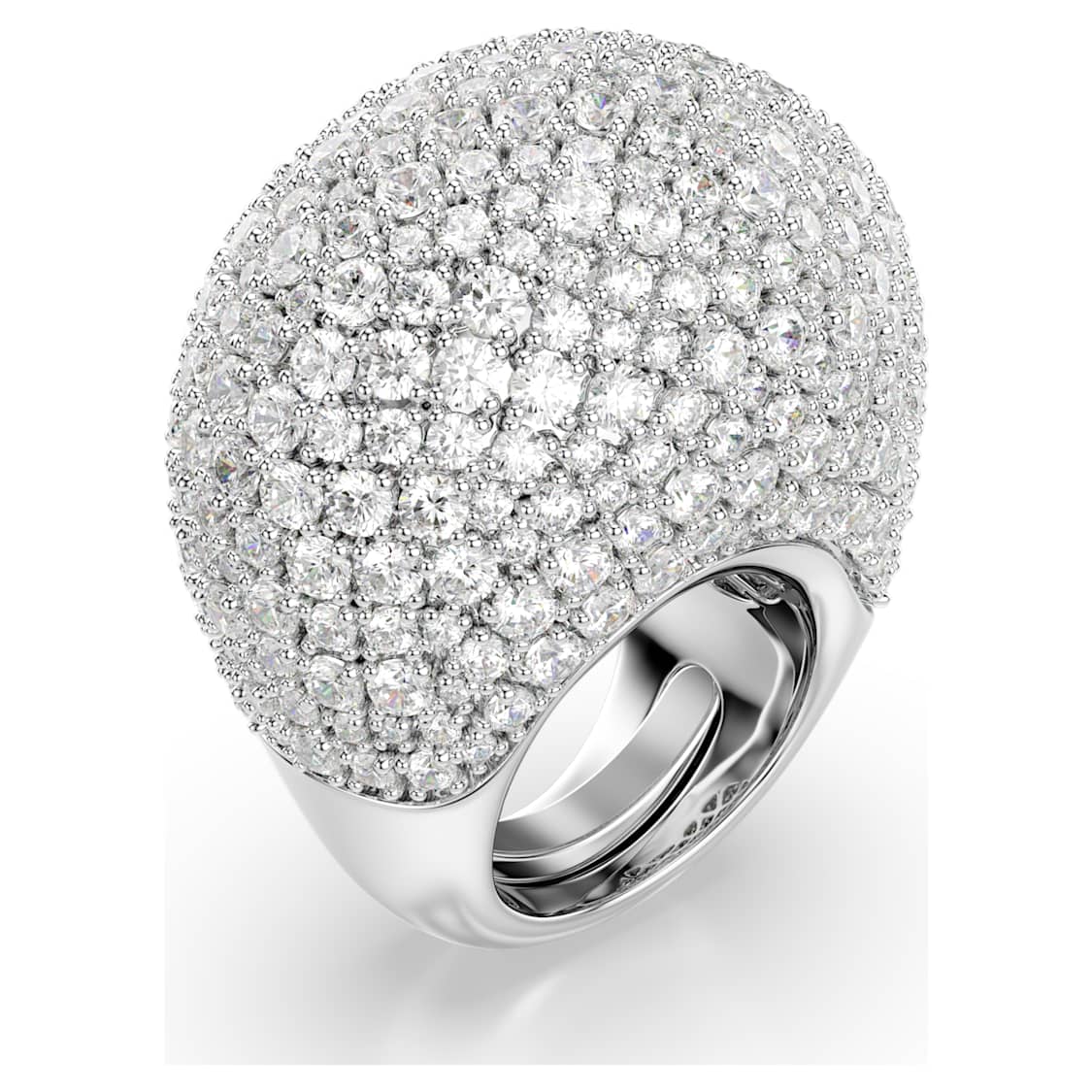 Sublima cocktail ring, Large, White, Rhodium plated by SWAROVSKI