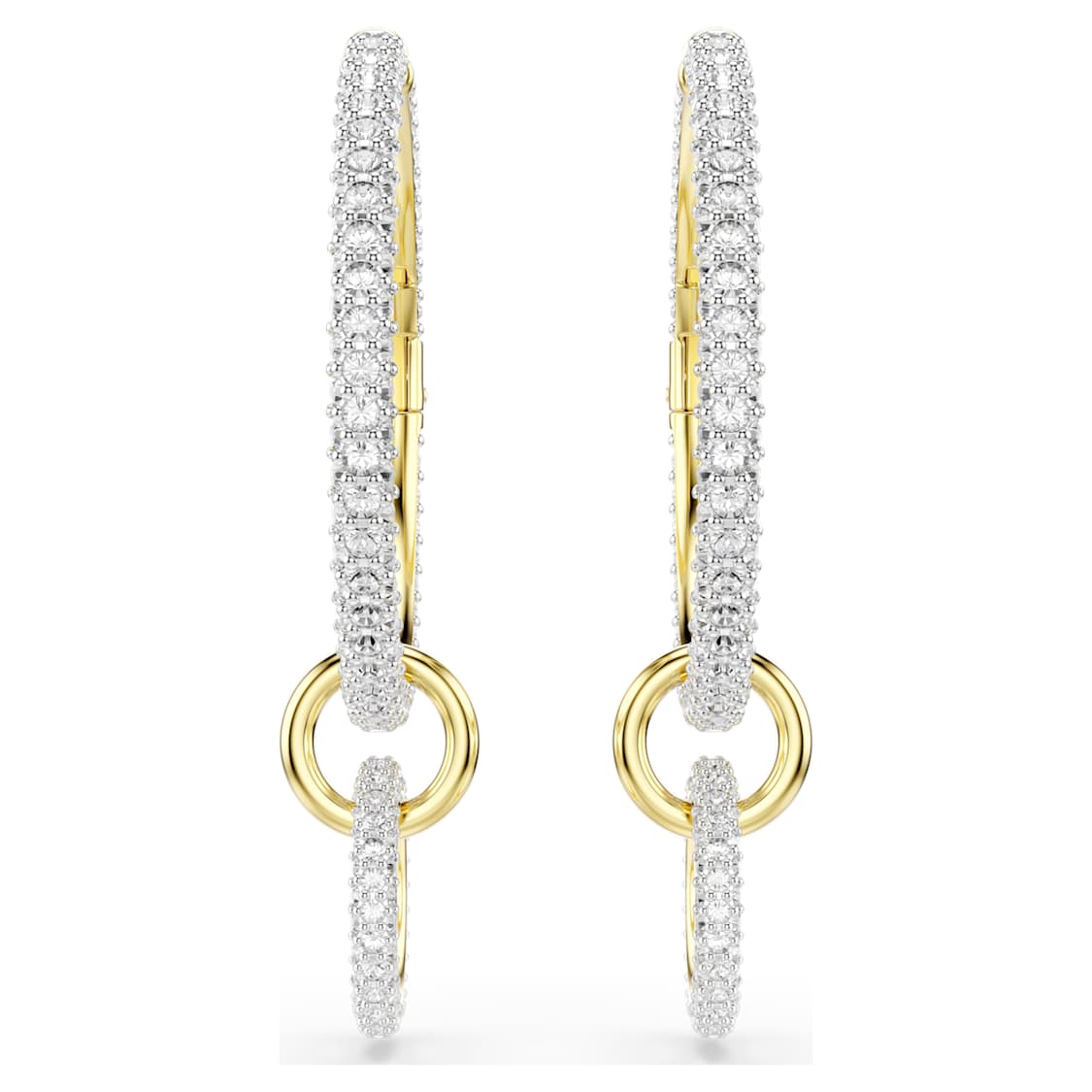 Dextera hoop earrings, Round cut, White, Gold-tone plated by SWAROVSKI