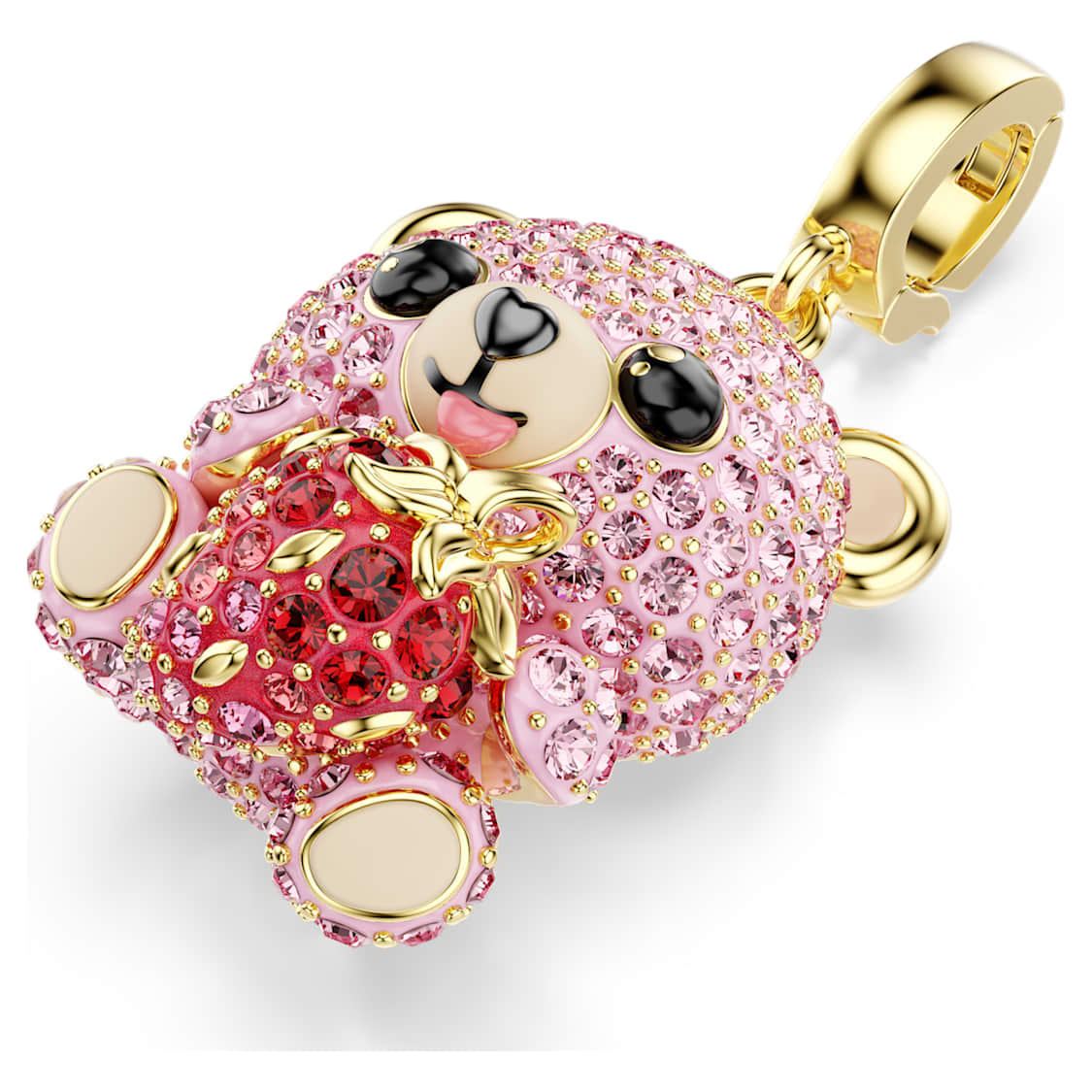 Idyllia charm, Mixed cuts, Teddy, Pink, Gold-tone plated by SWAROVSKI