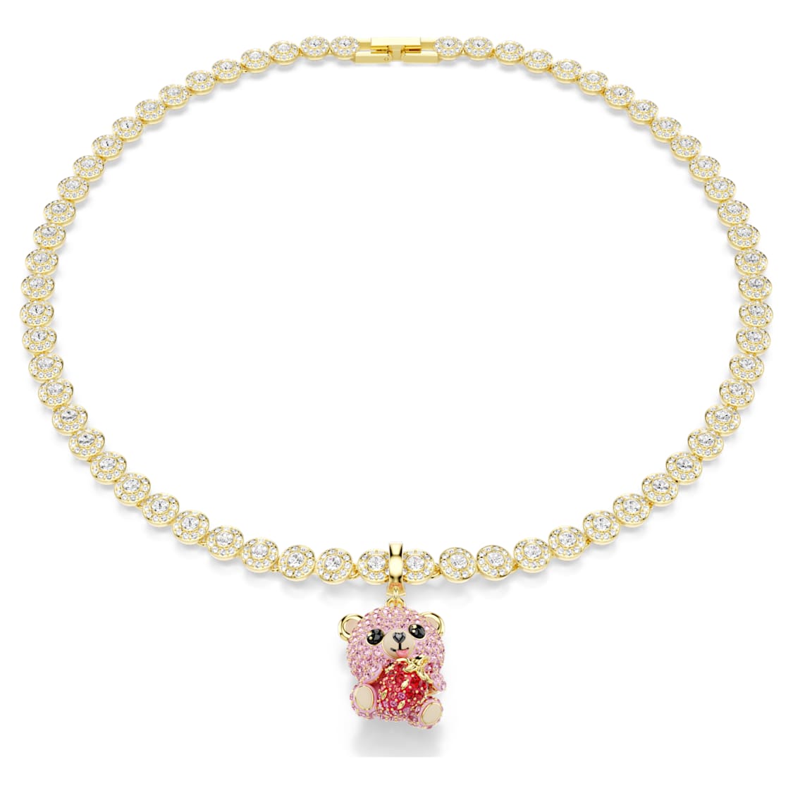 Idyllia charm, Mixed cuts, Teddy, Pink, Gold-tone plated by SWAROVSKI