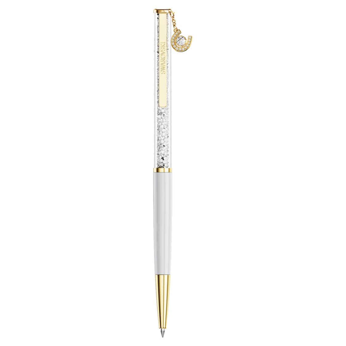 Crystalline ballpoint pen, Horse shoe, White, White lacquered, Gold-tone plated by SWAROVSKI