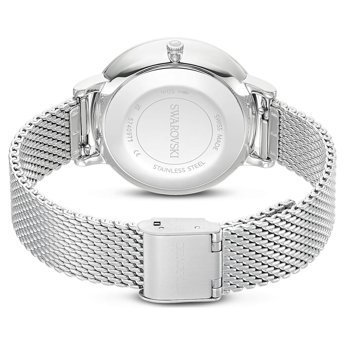 Clarica watch, Swiss Made, Metal bracelet, Silver Tone, Stainless steel by SWAROVSKI