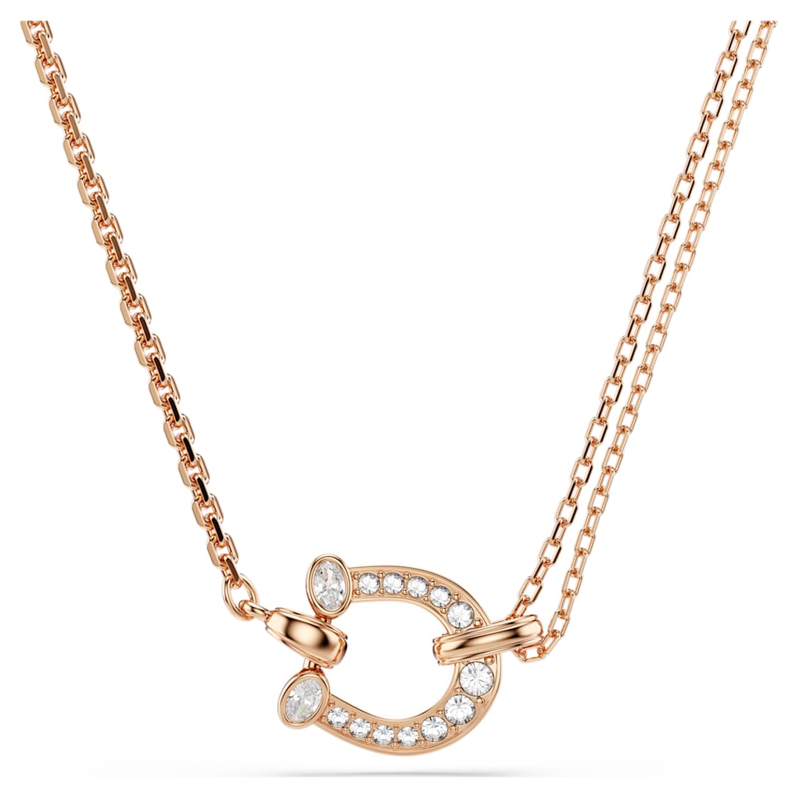 Symbolica pendant, Pavé, Horseshoe, White, Rose gold-tone plated by SWAROVSKI
