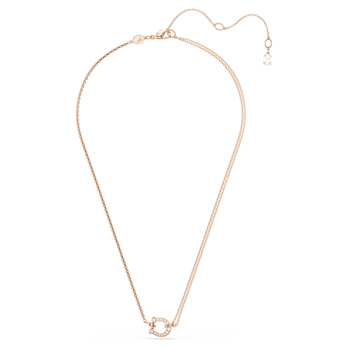 Symbolica pendant, Pavé, Horseshoe, White, Rose gold-tone plated by SWAROVSKI