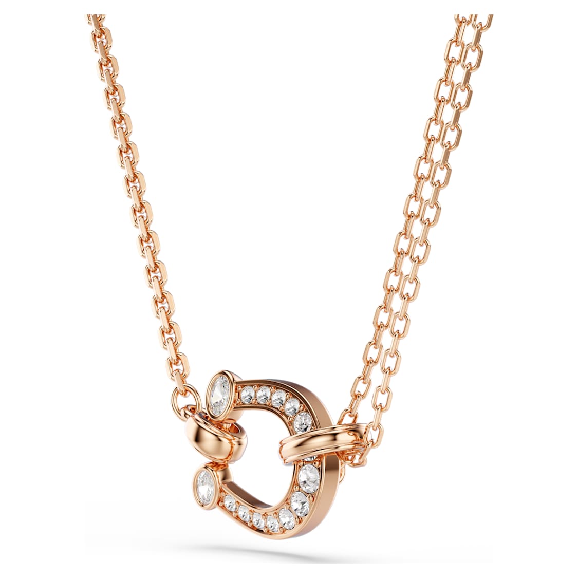 Symbolica pendant, Pavé, Horseshoe, White, Rose gold-tone plated by SWAROVSKI