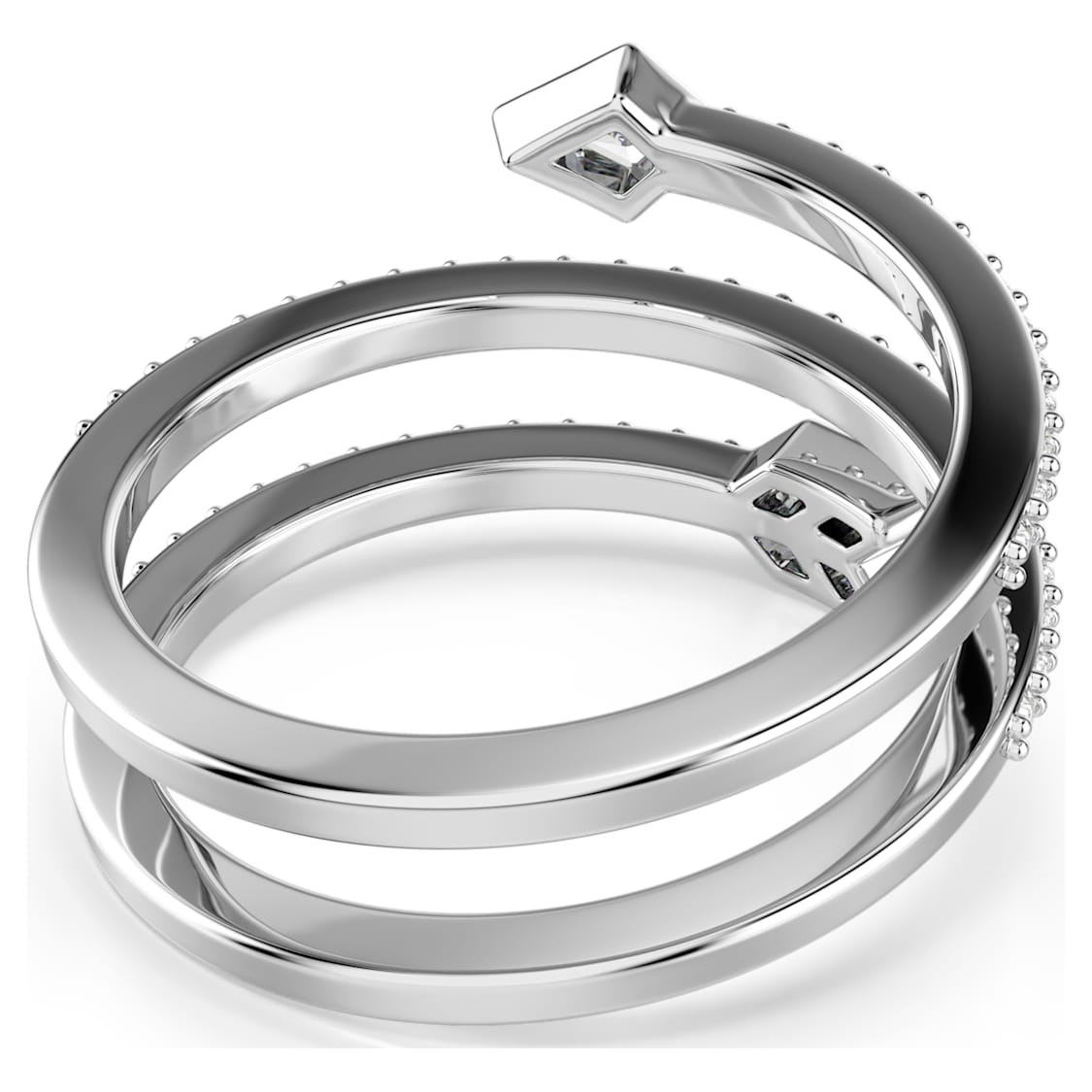 Idyllia motif ring, Mixed cuts, Arrow, White, Rhodium plated by SWAROVSKI