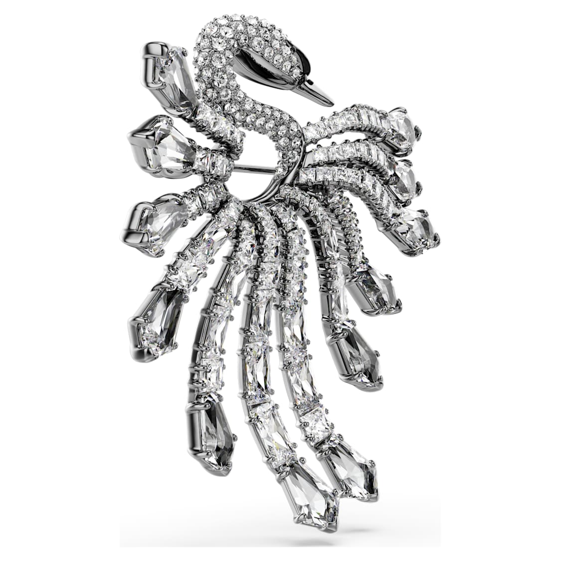 The Vienna Collection brooch, Swan, White, Ruthenium plated by SWAROVSKI