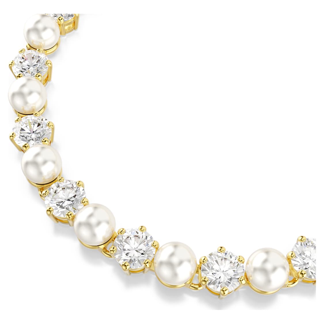 Matrix Tennis bracelet, Crystal pearl, Round cut, White, Gold-tone plated by SWAROVSKI