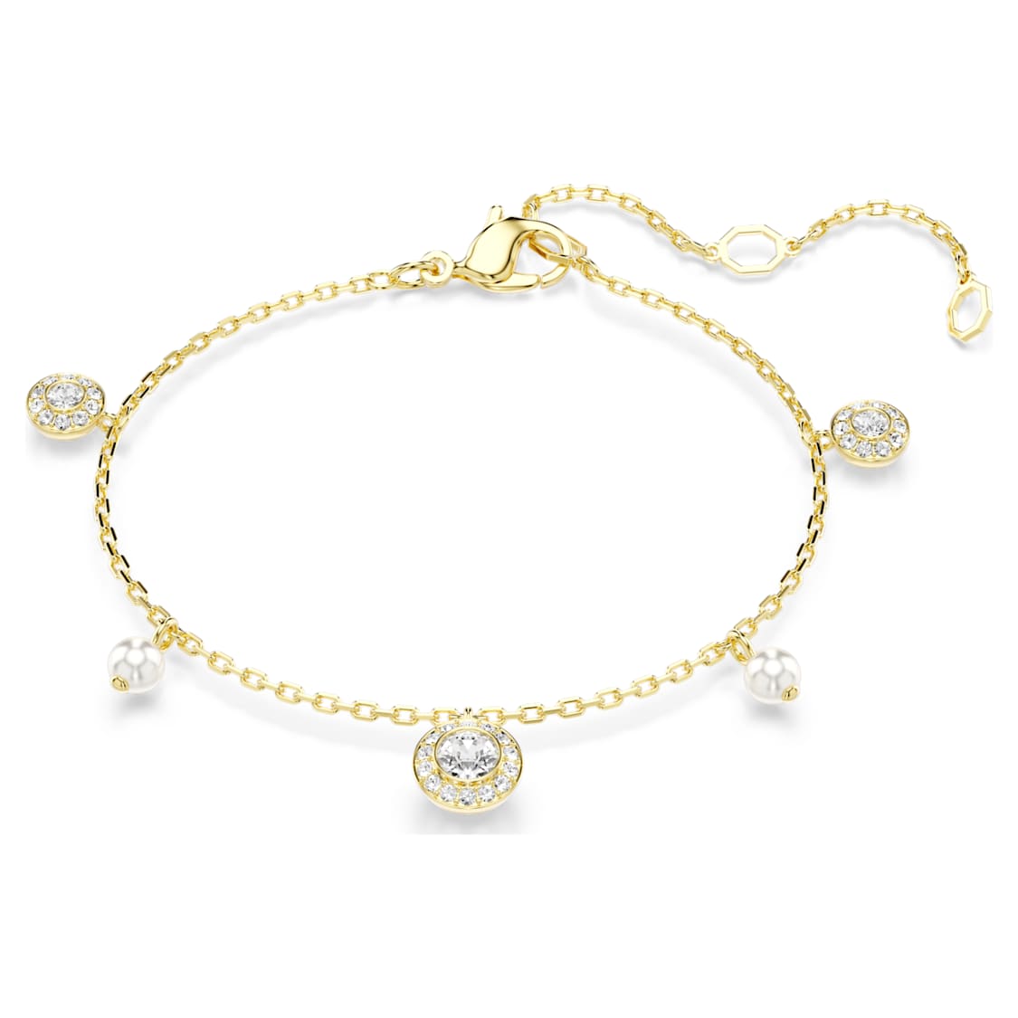 Una Angelic strandage, Crystal pearl, Round cut, White, Gold-tone plated by SWAROVSKI