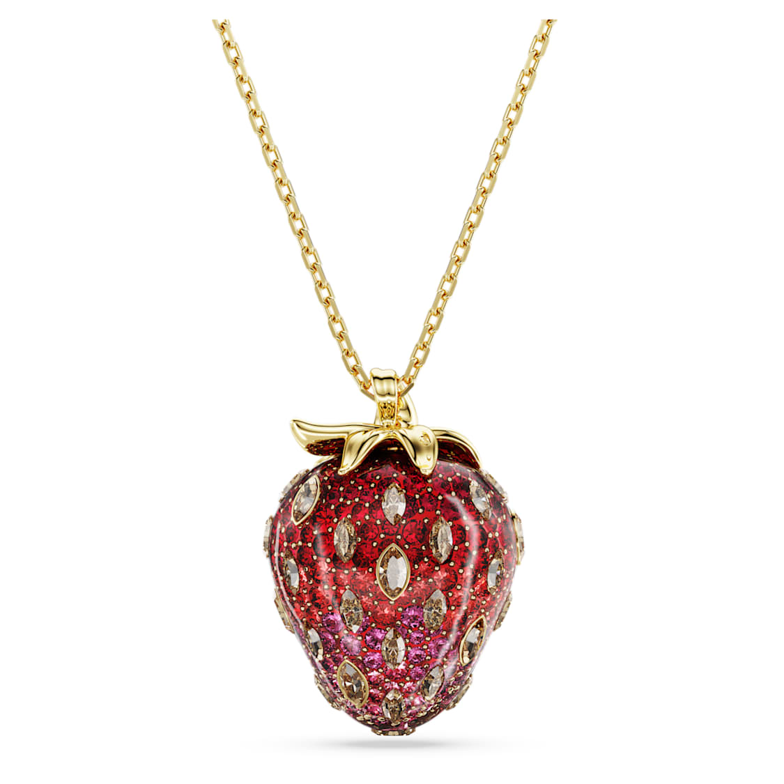 Idyllia pendant, Mixed cuts, Strawberry, Red, Gold-tone plated by SWAROVSKI