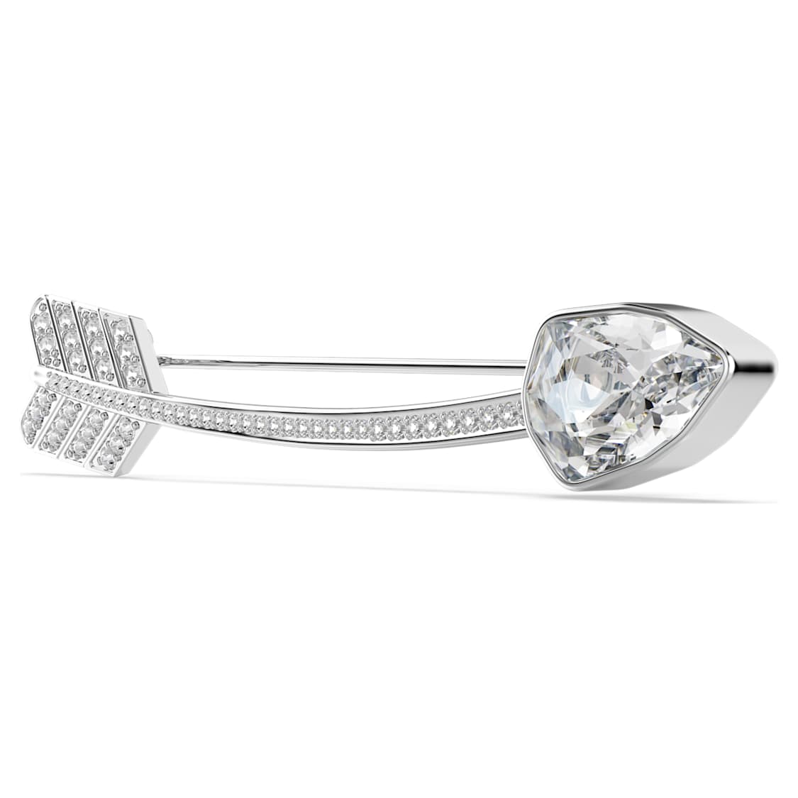 Idyllia brooch, Mixed cuts, Arrow, White, Rhodium plated by SWAROVSKI