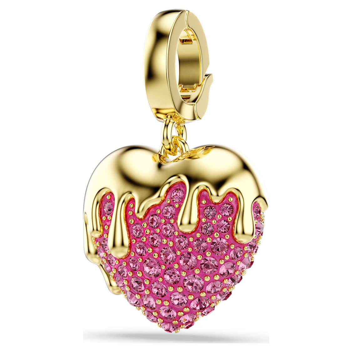 Idyllia charm, Round cut, Heart, Pink, Gold-tone plated by SWAROVSKI