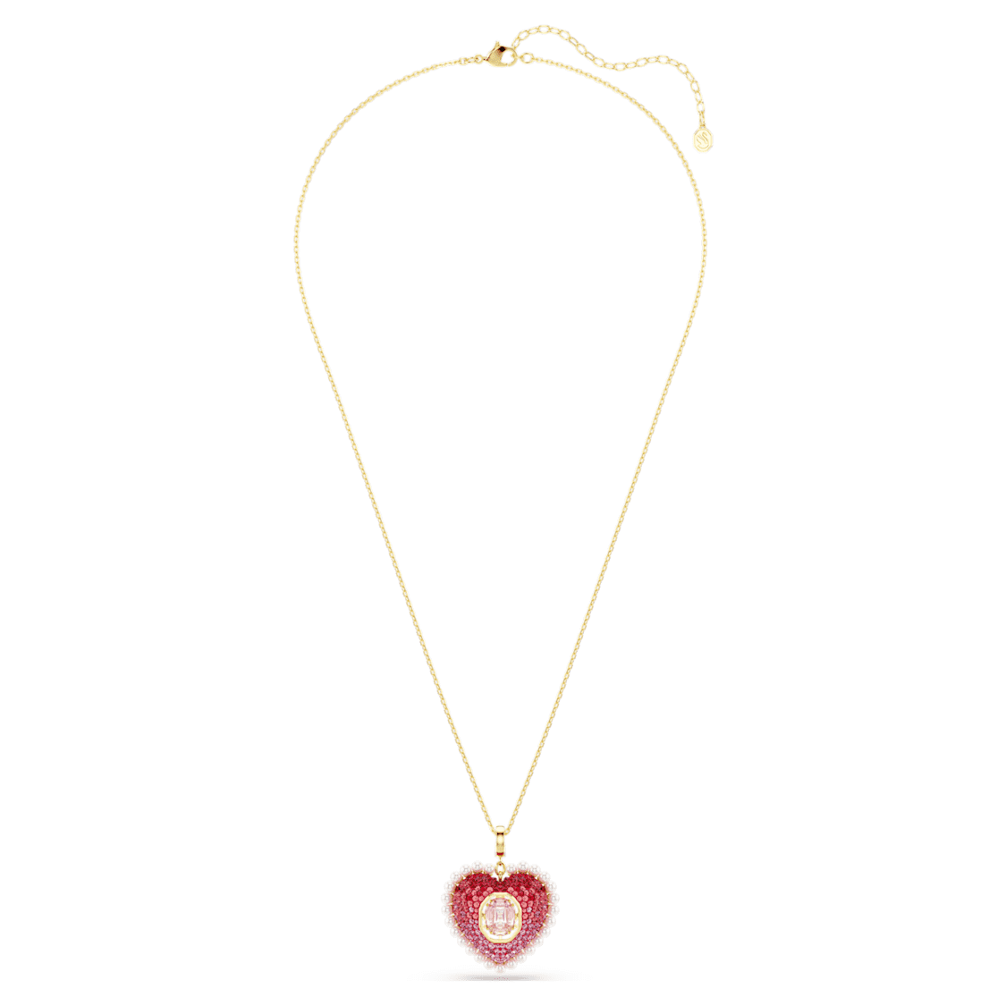Idyllia pendant, Mixed cuts, Heart, Pink, Gold-tone plated by SWAROVSKI