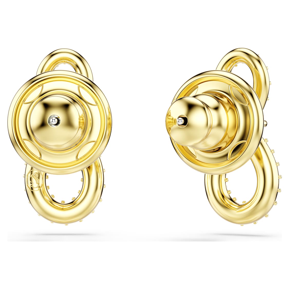 Hyperbola stud earrings, Round cut, Pavé, Infinity, White, Gold-tone plated by SWAROVSKI