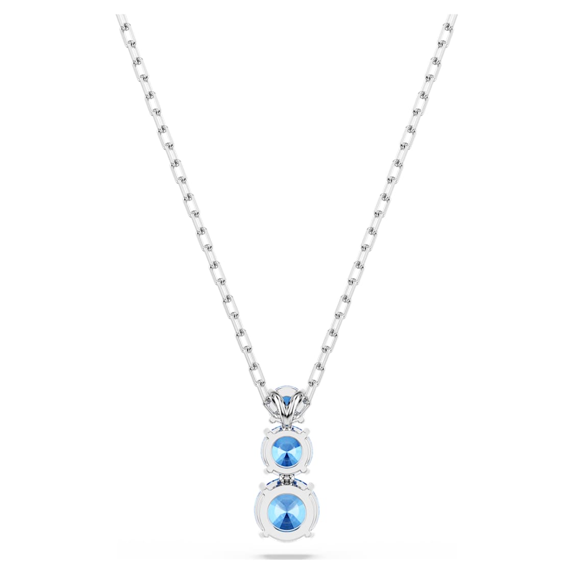 Stilla Attract pendant, Round cut, Blue, Rhodium plated by SWAROVSKI