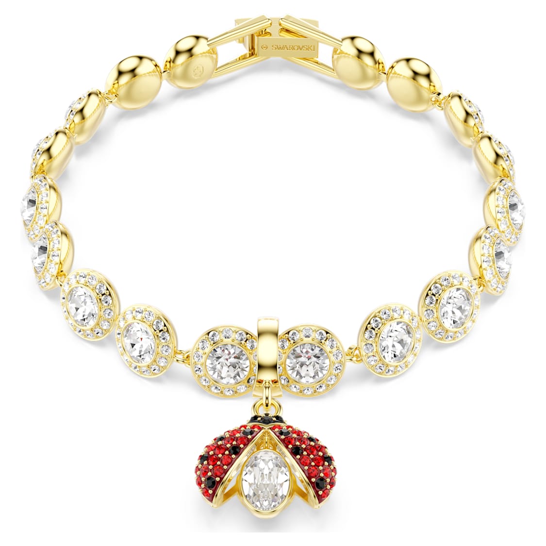 Idyllia charm, Mixed cuts, Ladybug, Red, 18K gold finish - Swarovski, 5743138